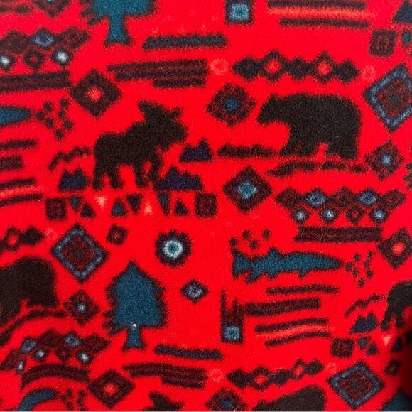 L.L. Bean Red and Black Patterned Fleece Pullover - Picture 12 of 12